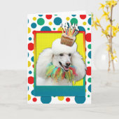 Verjaardag Cupcake - Poedel - Wit Kaart (Gele Bloem)