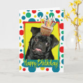 Verjaardag Cupcake - Pug - Ruffy Kaart (Gele Bloem)