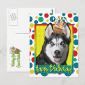 Verjaardag Cupcake - Siberische Husky Briefkaart (Voorkant / Achterkant)