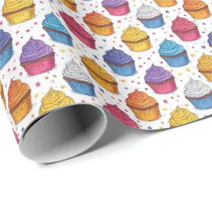 Verjaardag Cupcake Thema Cadeauverpakking Inpakpap Cadeaupapier
