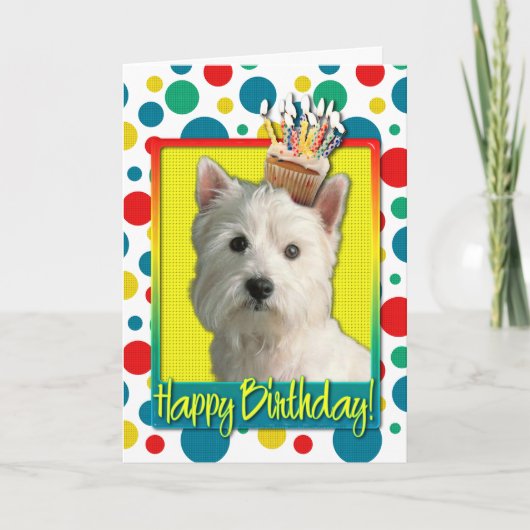 Verjaardag Cupcake - West Highland Terrier Kaart (Voorkant)