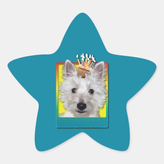 Verjaardag Cupcake - Westie - Tank Ster Sticker (Voorkant)
