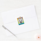 Verjaardag Cupcake - Westie - Tank Vierkante Sticker (Envelop)