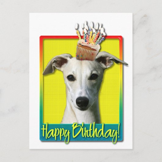 Verjaardag Cupcake - Whippet Briefkaart (Voorkant)