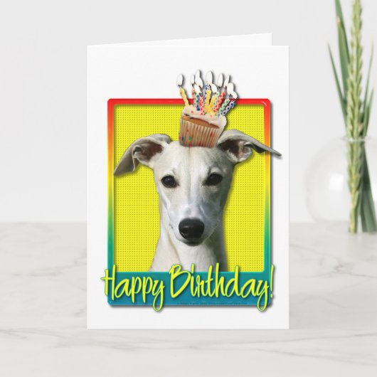 Verjaardag Cupcake - Whippet Kaart (Voorkant)