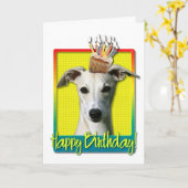 Verjaardag Cupcake - Whippet Kaart (Gele Bloem)