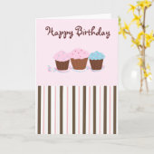 Verjaardag Cupcakes Kaart (Gele Bloem)