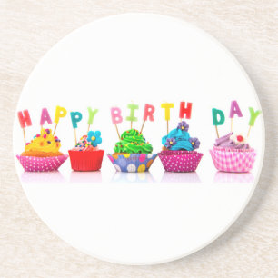 Verjaardag Cupcakes Zandsteen Onderzetter