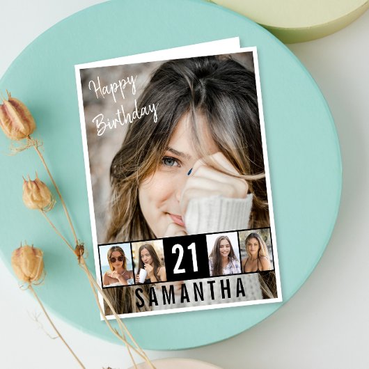 Verjaardag Custom Photo Collage Kaart