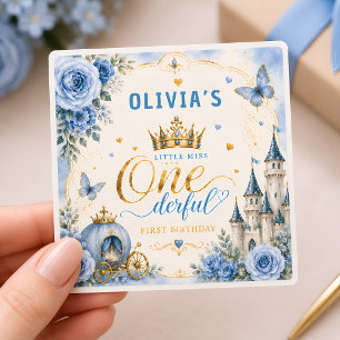 Verjaardag Cute Blauwe Prinses Vierkante Sticker