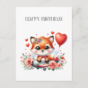Verjaardag Cute Fox Piloot Briefkaart