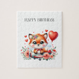 Verjaardag Cute Fox Piloot Legpuzzel