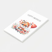 Verjaardag Cute Fox Piloot Post-it® Notes (Schuin)
