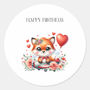 Verjaardag Cute Fox Piloot Ronde Sticker