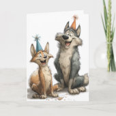 Verjaardag Cute Wolf Kaart (Voorkant)