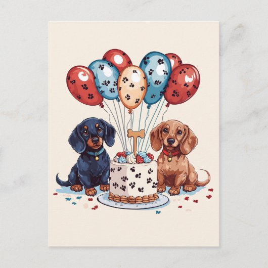 Verjaardag Dachshond Honden Briefkaart (Voorkant)