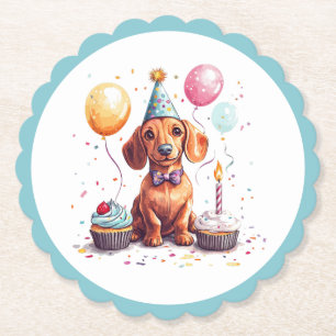 Verjaardag Dachshond Honden Kartonnen Onderzetters