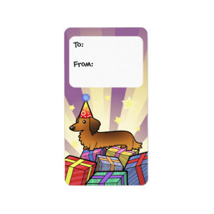 Verjaardag Dachshund Gift Labels (longhair)