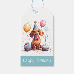 Verjaardag Dachshund Honden Cadeaulabel