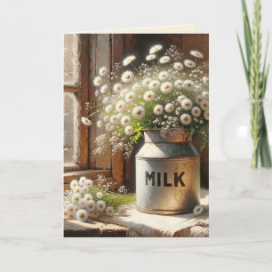 Verjaardag Daisy Boeket in Melkblik Kaart