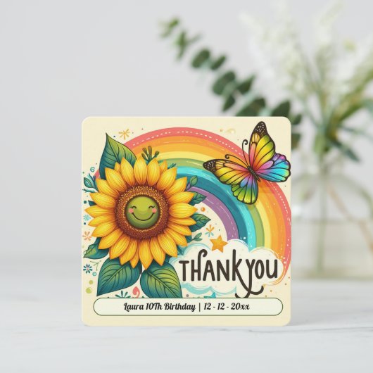 Verjaardag Dank u kaart voor dochter (Staand voorkant)