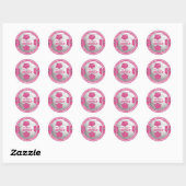 Verjaardag Dank u Voetbal Roze en Wit Ronde Sticker (Vel)