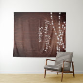 Verjaardag Dark Rustic String Lights Hout Custom Wandkleed (In Situ (horizontaal))