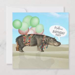 Verjaardag Desert Fun Hippo Ballonnen Kleurrijk Kaart