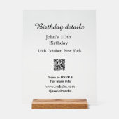 Verjaardag details 10e verjaardag scan QR websiteR Acryl Bord (Voorkant)