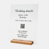 Verjaardag details 10e verjaardag scan QR websiteR Acryl Bord (Hoek)