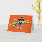 Verjaardag die Kaart 2 met een skateboard rijden (Gele Bloem)