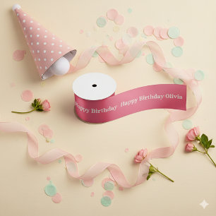 Verjaardag Diep Roze Meisje Gefeliciteerd Lint
