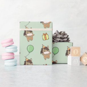 Verjaardag Dier Leuk Paard voor Kinderen Verjaarda Cadeaupapier