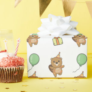 Verjaardag Dier Leuke Bever Kids Verjaardagsfeest Cadeaupapier