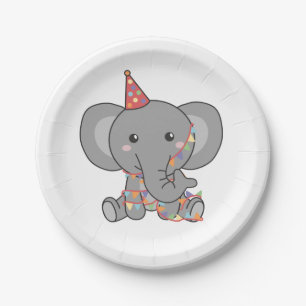 Verjaardag Dier Leuke Olifant Kids Verjaardagsfees Papieren Bordje