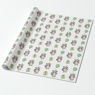 Verjaardag Dier Leuke Raccoon Kids Verjaardagsfees Cadeaupapier