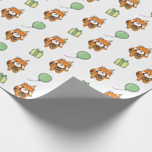 Verjaardag Dier Leuke Rode Panda Kids Verjaardagsf Cadeaupapier