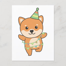 Verjaardag Dier Leuke Shiba Inu Kids Verjaardagsfe Feestdagenkaart