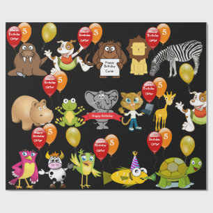 Verjaardag dieren met naam en ouderdom cadeaupapier