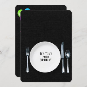 Verjaardag Diner Party Invite op zwart Kaart