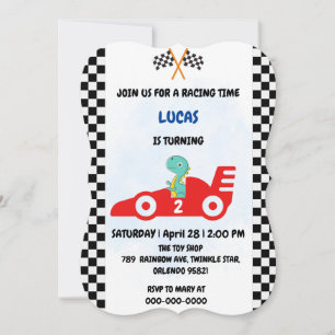 Verjaardag Dinosaur race auto jongen rood racen ki Kaart