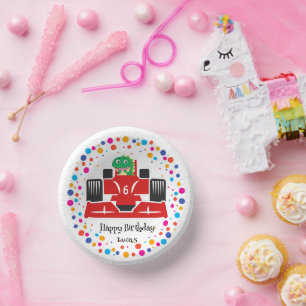 Verjaardag Dinosaur race auto jongen rood racing k Papieren Kommen