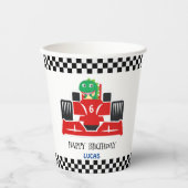 Verjaardag Dinosaur race auto rode jongen kind naa Papieren Bekers (Voorkant)