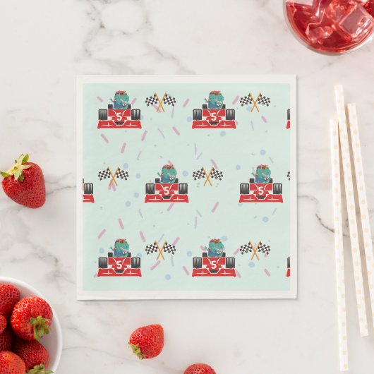 Verjaardag Dinosaur race auto rood racing boy kind Servet (Insitu)