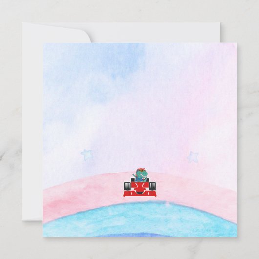 Verjaardag Dinosaurus raceauto jongen rood racen k Bedankkaart (Achterkant)