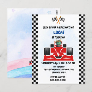 Verjaardag Dinosaurus raceauto jongen rood racen k Briefkaart