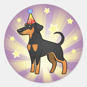 Verjaardag Doberman Pinscher (floppy ears) Ronde Sticker