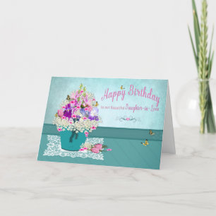 Verjaardag - Dochter-in-Love - Bucket of Flowers Kaart
