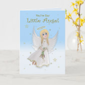 Verjaardag, dochter, onze kleine engel, blonde eng kaart (Gele Bloem)