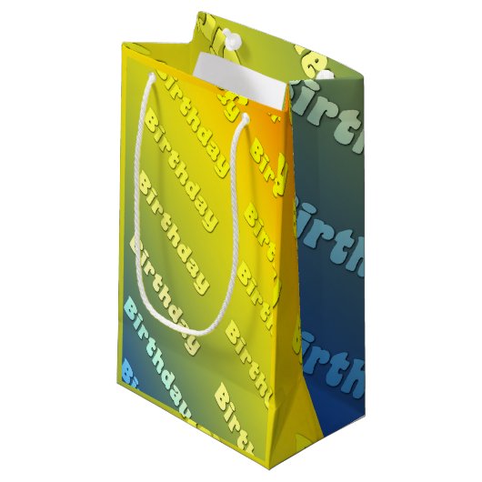 Verjaardag (driekleur blauw) klein cadeauzakje (Voorkant Gekanteld)